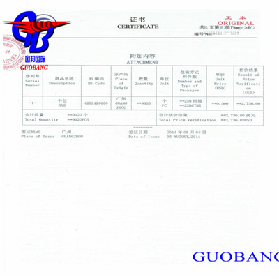 Certification d'origine et fumigation de la CIQ avec service de messagerie